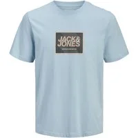 Jack & Jones Rundhalsshirt Jack&Jones Übergrößen T-Shirt hellblau JJRAIN Print