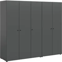 Home affaire Kleiderschrank BILLINGS, Schlafzimmerschrank, Schrank, Garderobenschrank (OTTO BESTSELLER, Garderobe & Schlafzimmer) Breite 200cm, grau, 5-türig, inkl. 2 Kleiderstangen und 5 Ablageböden