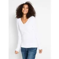 bonprix Strickpullover aus Baumwollmischung, mit V-Ausschnitt, schmale Passform