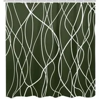 M&W DAS DESIGN Duschvorhang vertikale Wellenlinien dunkel grün