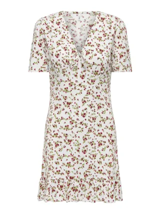 ONLY - ONLMOLLY S/S V-NECK DRESS JRS NOOS Cloud Dancer - Gr. - L