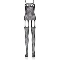 Elegant Love Bodystocking-Ouvert Sexy Catsuit mit offenem Schritt – Elegante Dessous & Strumpfhosen Figurbetonter Bodystrumpf – Schwarz, S–XL