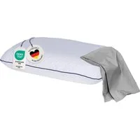 casimum Nackenstützkissen ergonomisches Reisekissen SUPER TRAVEL, Nackenkissen aus Memory Schaum, Füllung: Memory Foam (Memory Schaum), Bezug: Grau, Rückenschläfer, Seitenschläfer, stützend und bequem für unterwegs, 40x25x10cm mit grauem Bezug