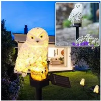 Casativo LED Solarleuchte LED Solar-Eule wetterfest – Gartenleuchte mit Dämmerungssensor, ntegrierter Akku