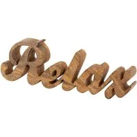 Amagohome Deko-Schriftzug Schriftzug Holzfigur Relax B28x9cm Dekoschrift Mangoholz massiv
