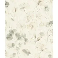 Rasch Vliestapete mit Blättern und Zweigen in Beige und Grün, strukturiert, natürlich, matt, gemustert, botanisch, (1 St), zarte Optik