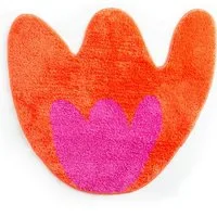 Helio Ferretti Badematte Tulpe pink /orange, Höhe 12 mm, rutschhemmend beschichtet, weich, Polyester, Blume, Blüte, ca. 60 x 54 x 1,2 cm