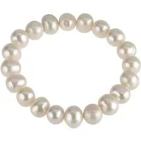 Schmuck Krone Perlenarmband Armband aus Süßwasser-Perlen creme weiß, dehnbar