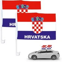 Dekotalent® Flagge 2x Autofahnen Adler Autoflagge Kroatien Auto Autofahne Fahne Flagge (2-St)