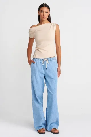 Damen Baumwoll-Palazzohose aus Denim