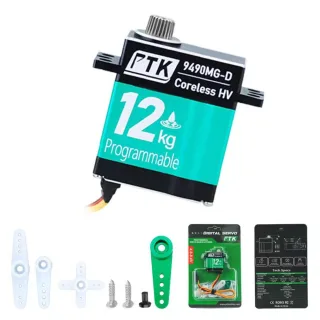 PTK 9490 MG-D 9g 12KG High Torque Stainless Steel Gear Waterproof Coreless Digital RC Servo for Fixed Wing Car and Aircr