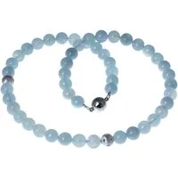 Bella Carina Perlenkette Kette Aquamarin Perlen und Sternchen aus 925 Silber, 925 Silber Perlen