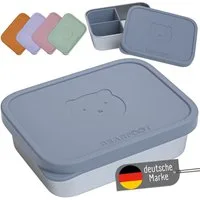 BEARFOOT Lunchbox Brotdose Kinder Edelstahl mit Silikoneinsatz - Blau, Kindergarten und Schule - Mädchen und Jungen, Vesperbox, Snackbox