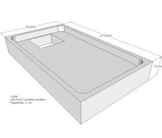 Neuesbad Wannenträger für Bette extraflach 120x70x6,5 SD22057