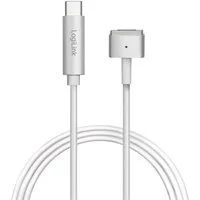 LogiLink PA0226 - USB-C Ladekabel Notebook-Kabel, USB-C, Magnet (180 cm), kompatibel mit MacBook Pro 2012-15 MacBook Air 2012-17, Silber