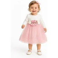 Lorey Medtec Taufkleid Prinzessin Kleid, Mädchen Kleid, Fest Kleid, 100% Baumwolle, Rosa Spitze, Tüll