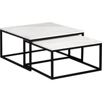 MIRJAN24 Couchtisch Dual (2er-Set), Vierkantrohrrahmen aus Stahl, schwarz pulverbeschichtet