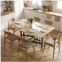 HOMCOM Klapptisch Esstisch Küchentisch für 4-6 Personen, Stahlbeine (Set, 1-St., 1 Tisch), Platzsparend, klappbar, mit Rollen