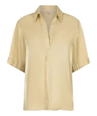 Esqualo - Bluse oversized mit seidigem Touch gelb - Gr. - 36