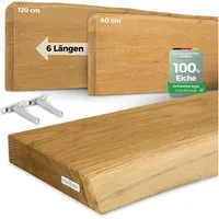 holz4home® Wandregal aus Massivholz Eiche Natur I Schwebendes Regal I Unsichtbare Halterung, Naturgeölt