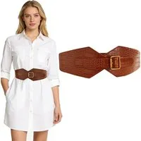 Mutig Taillengürtel Stretchgürtel,Eleganter Damen-Gürtel,Modisches Gürtel-Accessoire (Breiter Ledergürtel, Gürtel mit goldfarben-Schließe, vielseitiger Dekogürtel,Perfektes Accessoire für Kleider) Geeignet zum Kombinieren mit Röcken, Blusen, Anzügen,