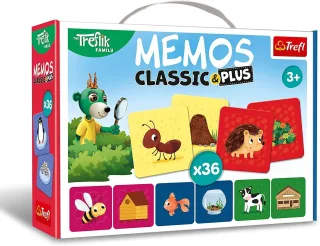 Trefl - Memos Classic & Plus Tiere und ihre Häuser - Familie Treflik Lernspiel für Kleinkinder Bilderpaare finden verschiedene Variationen von Spaß Shuffleboard