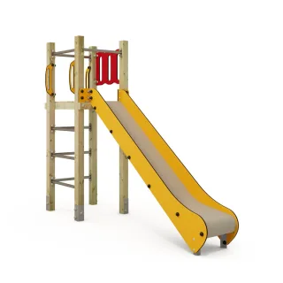 Professionelle Edelstahl Spielplatz Rutsche PRO Flow für öffentliche Bereiche - Robustes Massivholz Design - 9x9 cm Pfostenkappen - Wickey