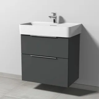 Sanipa 3way Waschtischunterbau zu Laufen VAL Waschtisch mit 2 Auszügen, Anthrazit-Matt UM82222