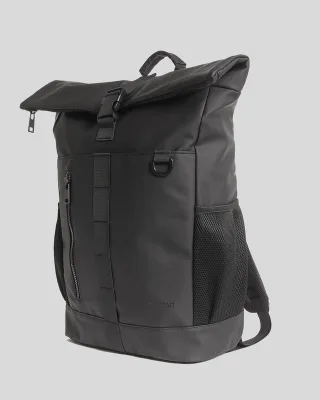 Lyle & Scott Wasserabweisender Rolltop-Rucksack – Schwarz