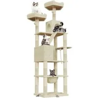 Dogat Kratzbaum Kratzbaum, Katzenbaum für große Katzen, mit Kletterturm 208cm, mehrstöckiger Katzenbaum, 208cm Höhe, XXL, mit Höhlen und Liegemulden