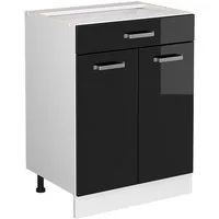 Vicco Unterschrank R-Line, Schwarz Hochglanz/Weiß, 60 cm mit Schublade, ohne Arbeitsp... (1-St)