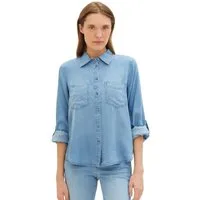 TOM TAILOR Jeansbluse mit Lyocell und Kentkragen