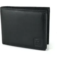 L&B Geldbörse + RFID-Schutz & 7 Kartenfächer, Leder Portemonnaie >2648< Geldbeutel, Druckknopffach & Reißverschlussfach + 3 Sichtfächer
