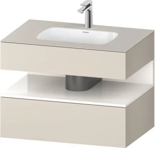 Duravit Qatego Einbauwaschtisch mit Konsolenwaschtischunterbau Taupe & Weiß Hochglanz & Supermatt 80 QA4785022830000