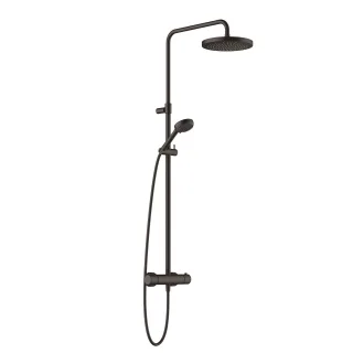 KLUDI LOGO Thermostat Dual Shower System, Kopfbrause 250 mm mattschwarz 6808239-00