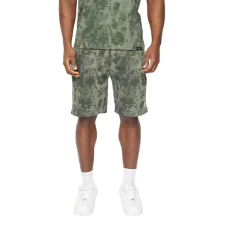 Crosshatch - "Bardon" Sweat-Shorts für Herren (Oliv Tarnmuster)