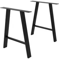 ML-DESIGN Tischbein Tischbeine Metall Schwarz 2er Set Tischgestell Outdoor wetterfest, Tischfüße 60x72cm Flach A-Form Tischkufen Stahl Untergestell Möbelfüße