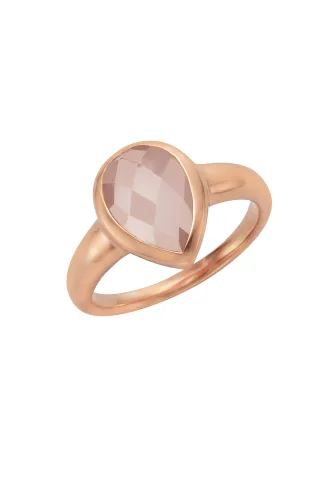 Jamelli Ring Silber 925 rosé-vergoldet mit echtem Rosenquarz