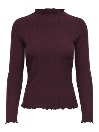 ONLY - ONLEMMA L/S HIGH NECK TOP NOOS JRS Madder Brown - Gr. - L