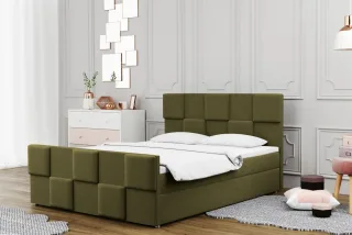 Boxspringbett Schlafzimmerbett MURILO 160x220cm in Stoff Monolith Olive