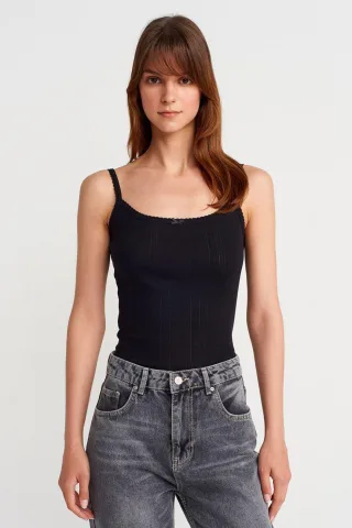 Schlankes, geripptes Baumwoll-Cami-Top
