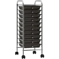 vidaXL Rollwagen Schubladenwagen mit 10 Schubladen Schwarz Kunststoff, (10 St)