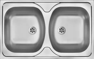 Neuesbad 2-Becken Spüle ohne Abtropffläche, DECOR, 800x500x140, 2'' mit Zubehör NB1DEZM532001