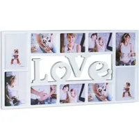 relaxdays Collagerahmen Bilderrahmen LOVE für 10 Fotos, weiß
