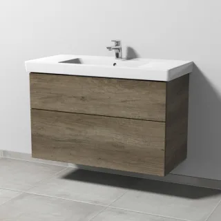 Sanipa 3way Waschtischunterbau zu Villeroy & Boch Subway 2.0 Waschtisch mit 2 Auszügen, Eiche-Nebras SM61537