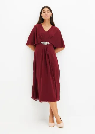 bonprix Chiffonkleid mit Strassstein-Applikation, rot, Gr.40, Weitschwingendes Midikleid aus feinem Chiffon mit einer Strasssteinapplikation in der Taille