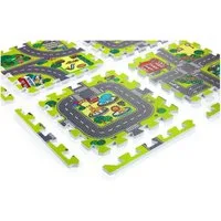 Moby-System Laufstall Lernschaum-Puzzlematte 90 x 90 x 1cm mit Rand, Muster: Stadt (9-tlg)
