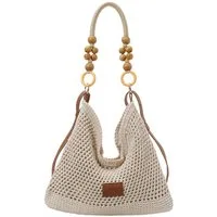 Mutig Strandtasche Boho Häkeltasche Damen, Strandtasche Sommer Shopper (Hobo Schultertasche, große Einkaufstasche), faltbare Reisetasche für Urlaub, Reise und Freizeit