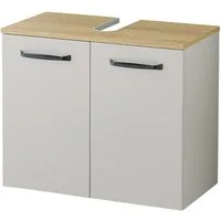 Saphir Waschbeckenunterschrank Quickset 500, 2 Türen, Siphonausschnitt Waschbeckenschrank inkl. Türdämpfer, Griffe in Schwarz