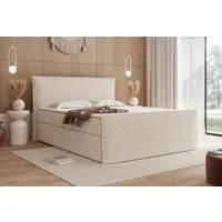 Compleo Boxspringbett Boucle oder Chenille-Stoff, Boxspringbett mit 2 Bettkasten (Größen zur Auswahl, optional mit Topper), Zeitlos-moderner klassischer Stil